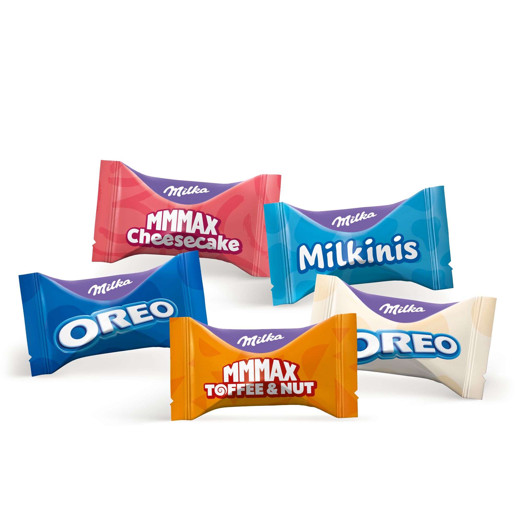 Personalizované balíčky Milka Favoritov v rôznych príchutiach, ideálne na navrhnutie si vlastných sladkých chvíľ.