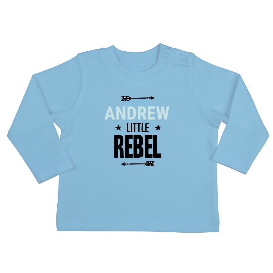 Personalised Baby T-shirt - Long sleeve - Blue - 50/56