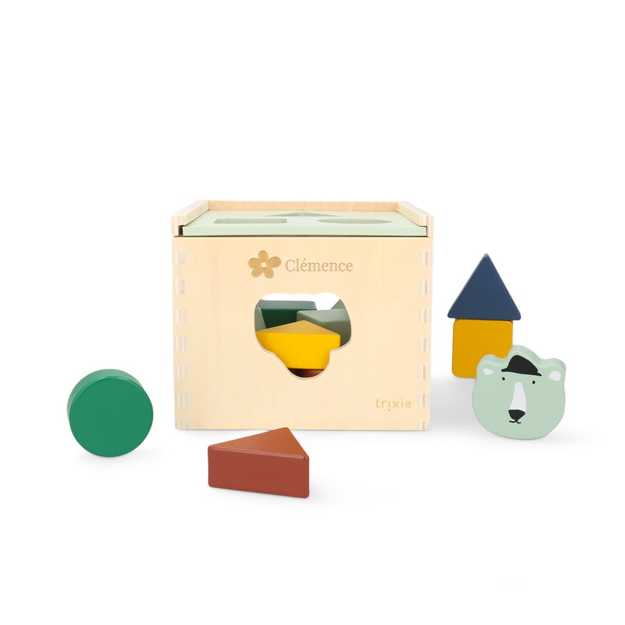 Cube de tri en bois Trixie avec nom | YourSurprise