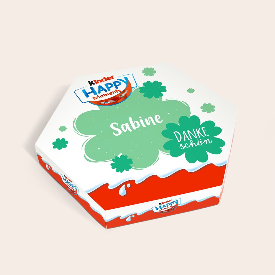 kinder Happy Moments selbst gestalten Personalisierte kinder Happy Moments Schachtel mit Namen Sabine und Dankeschön Aufdruck