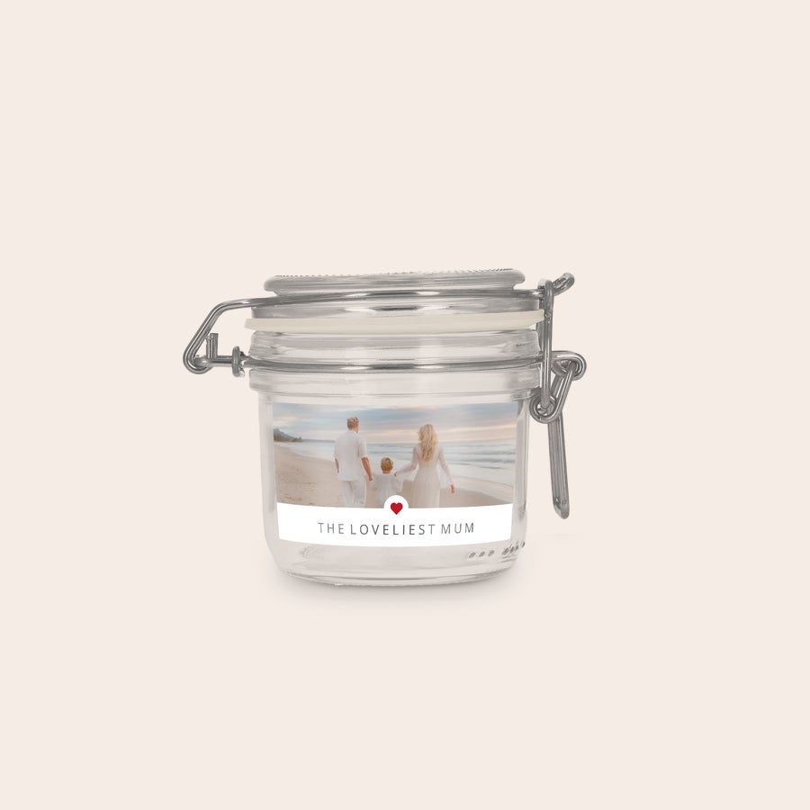 Tarro de cristal con tapa - personalizado Tarro de cristal con tapa - personalizado