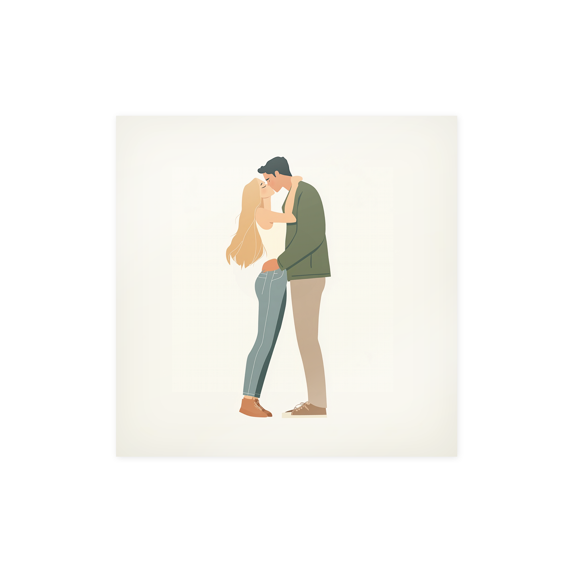 Poster con foto personalizzato raffigurante due persone che si abbracciano e si baciano, stampato con un illustrazione. Cattura i tuoi momenti preferiti con uno di questi poster con foto