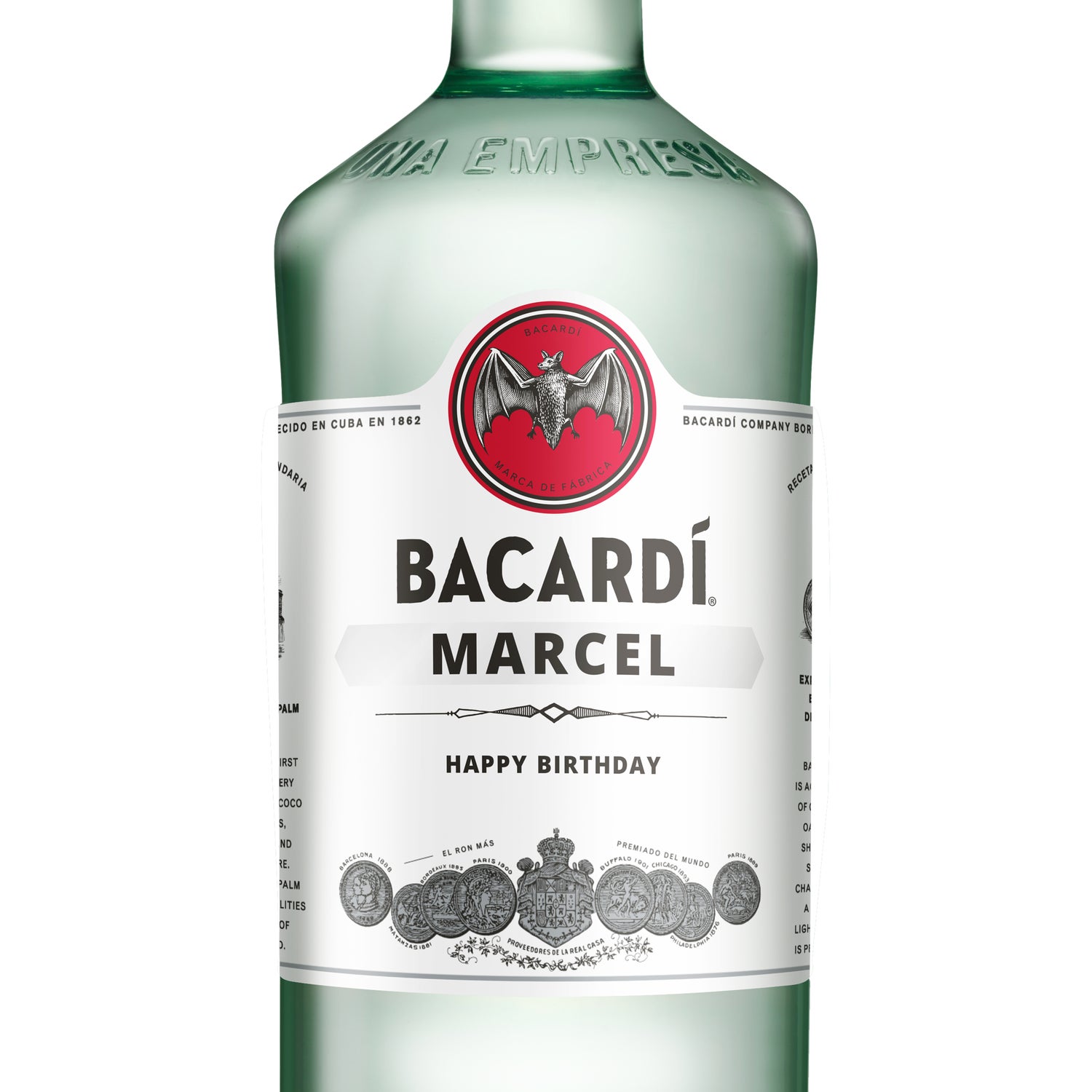 Bacardi Carta Blanca 1L rom med printet etiket