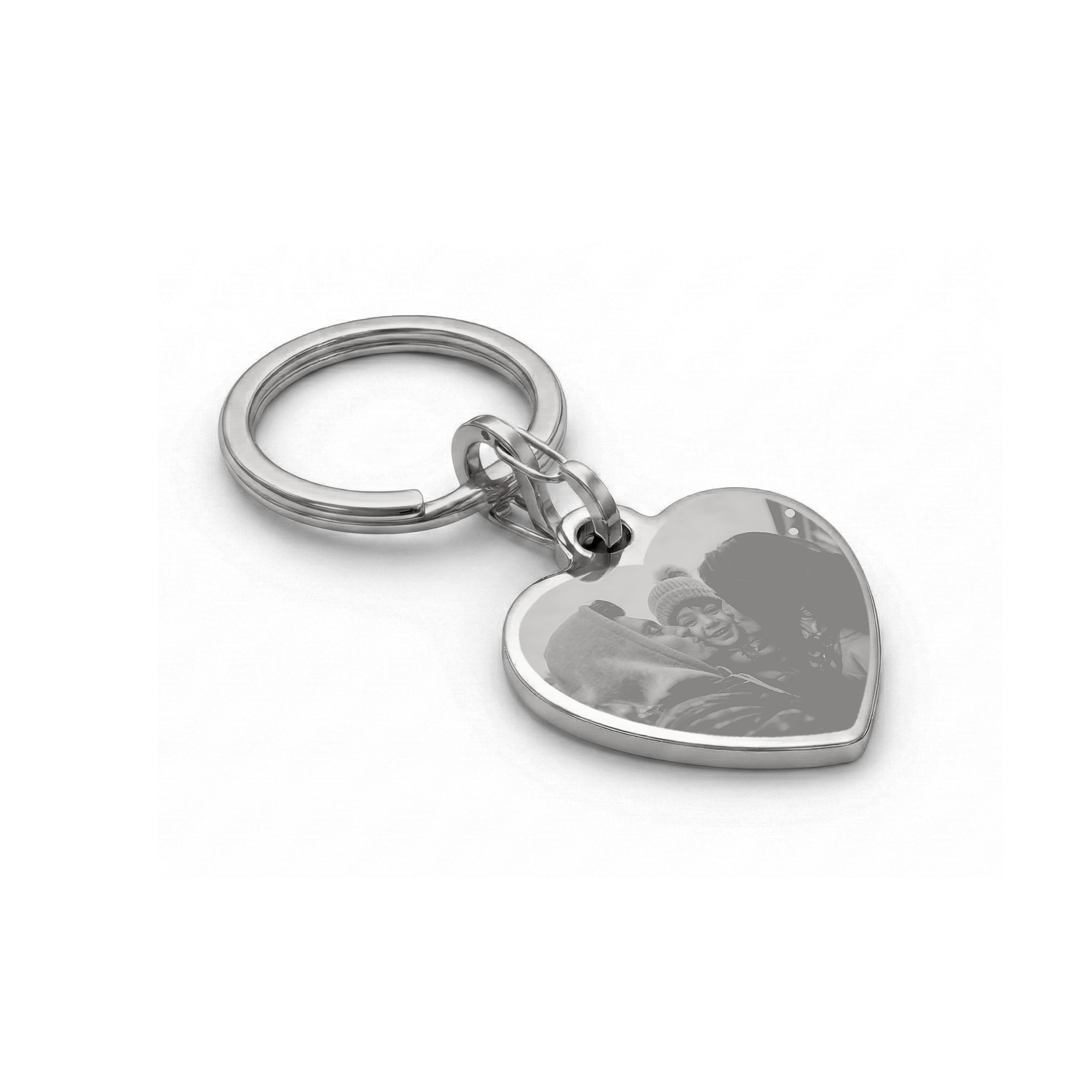 Llavero personalizado con foto - Corazón - Plata