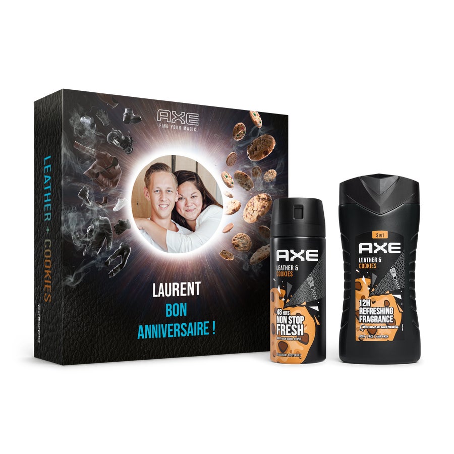 Coffret Axe Leather & Cookies personnalisé - Gel de douche & déodorant Coffret Axe Leather & Cookies personnalisé - Gel de douche & déodorant