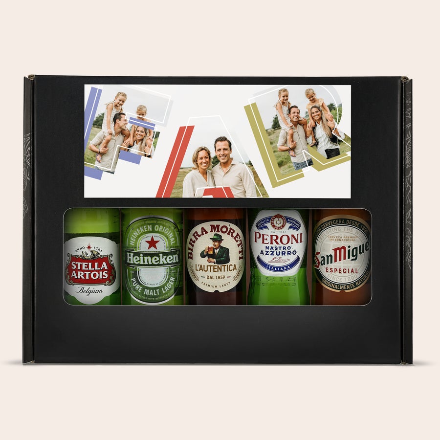 Øl gaveæske med personlig hilsen og billede - Fars Dag Øl gaveæske med personlig hilsen og billede - Fars Dag