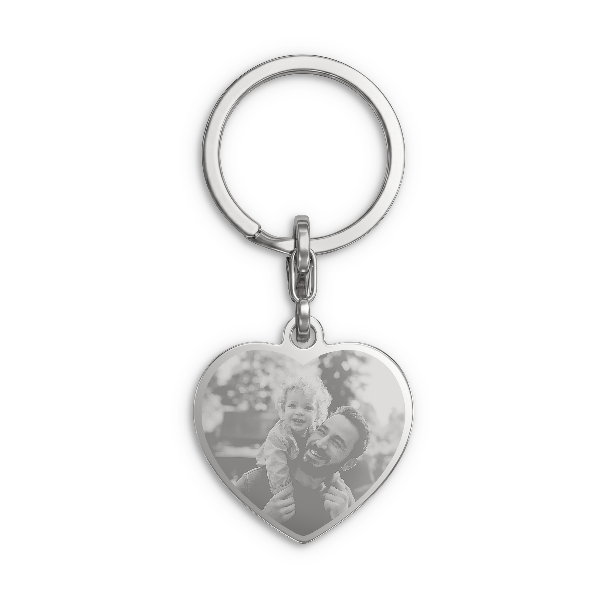 Llavero personalizado con foto - Corazón - Plata