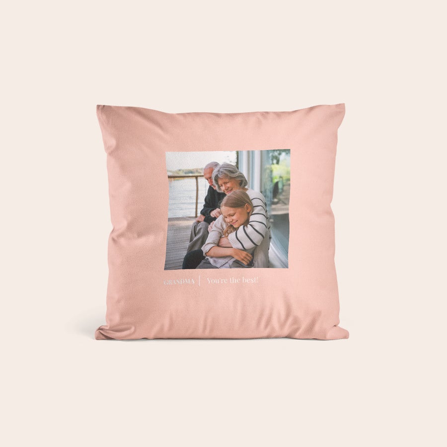 Personalizované potlačené vankúše Ružové puzdro na vankúš s vytlačenou fotografiou rodiny a textom Grandma You're the best