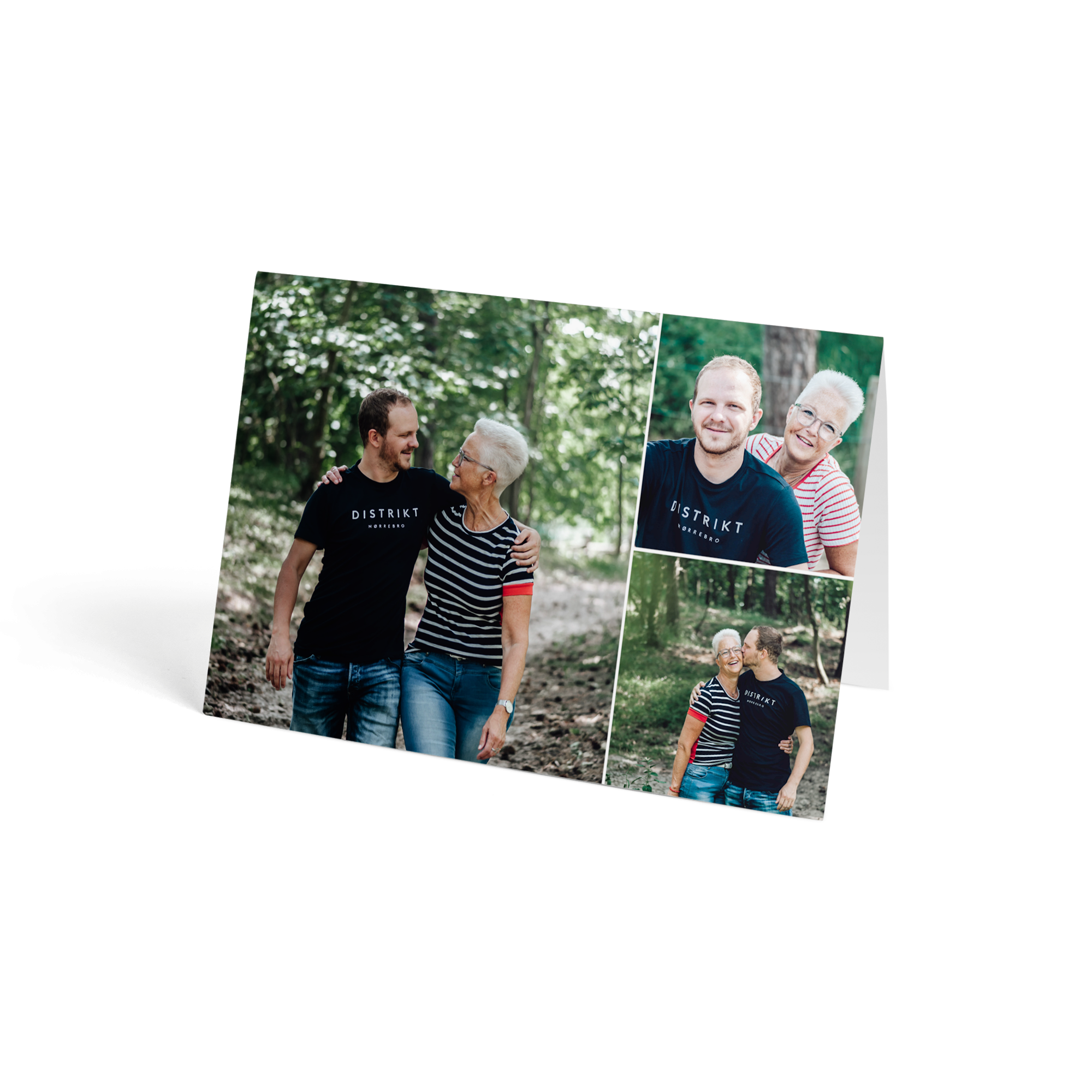 Briefkastenblumen mit personalisierter Karte Weiße Rosen, auf der individuell eigene Fotos gedruckt werden können