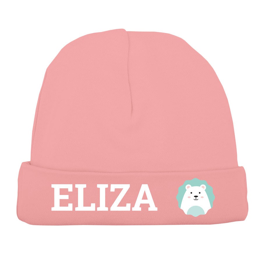 Beanie personalizat pentru bebeluși - roz roz