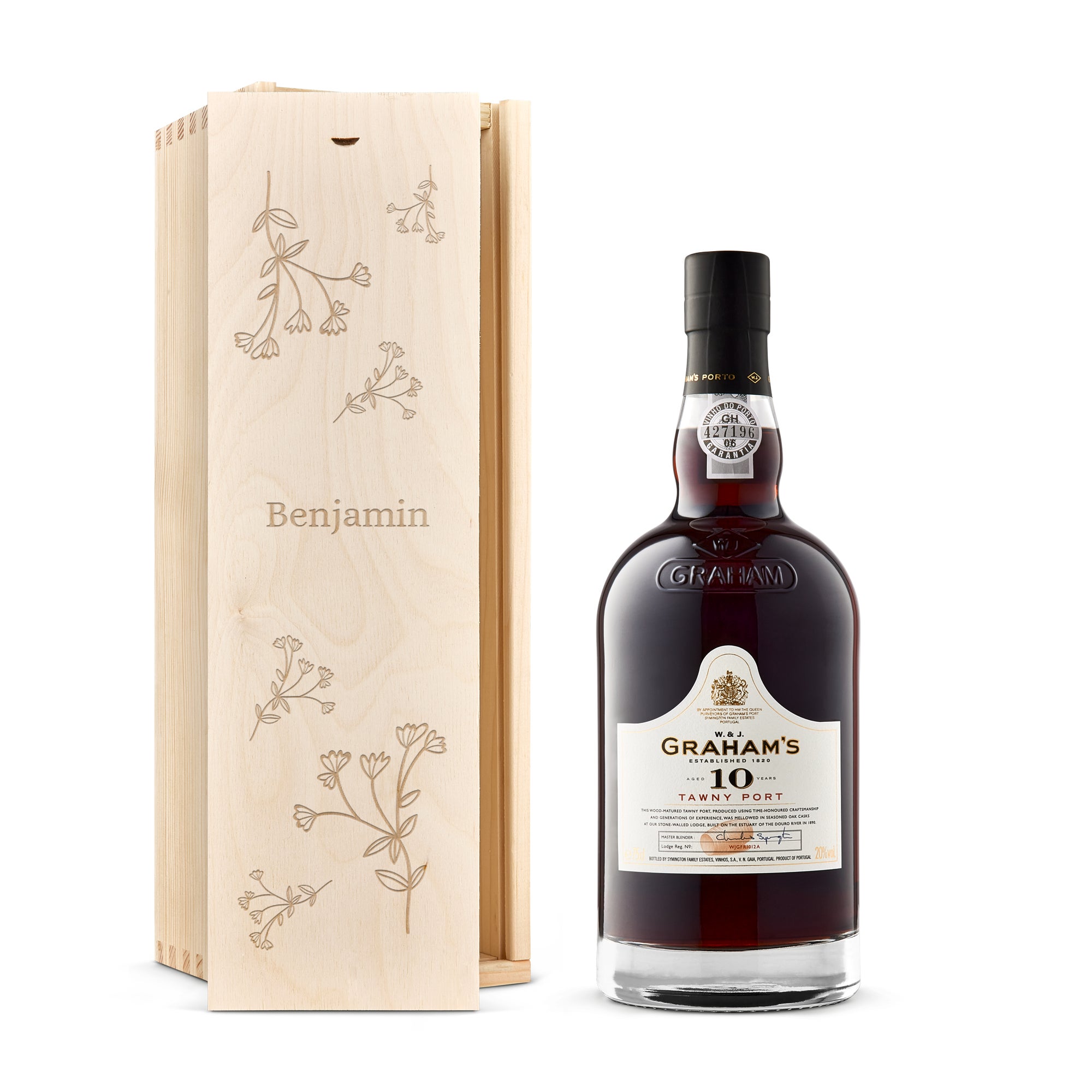 Personalised spirits - Port - Graham's - 10 years - Engraved wooden case