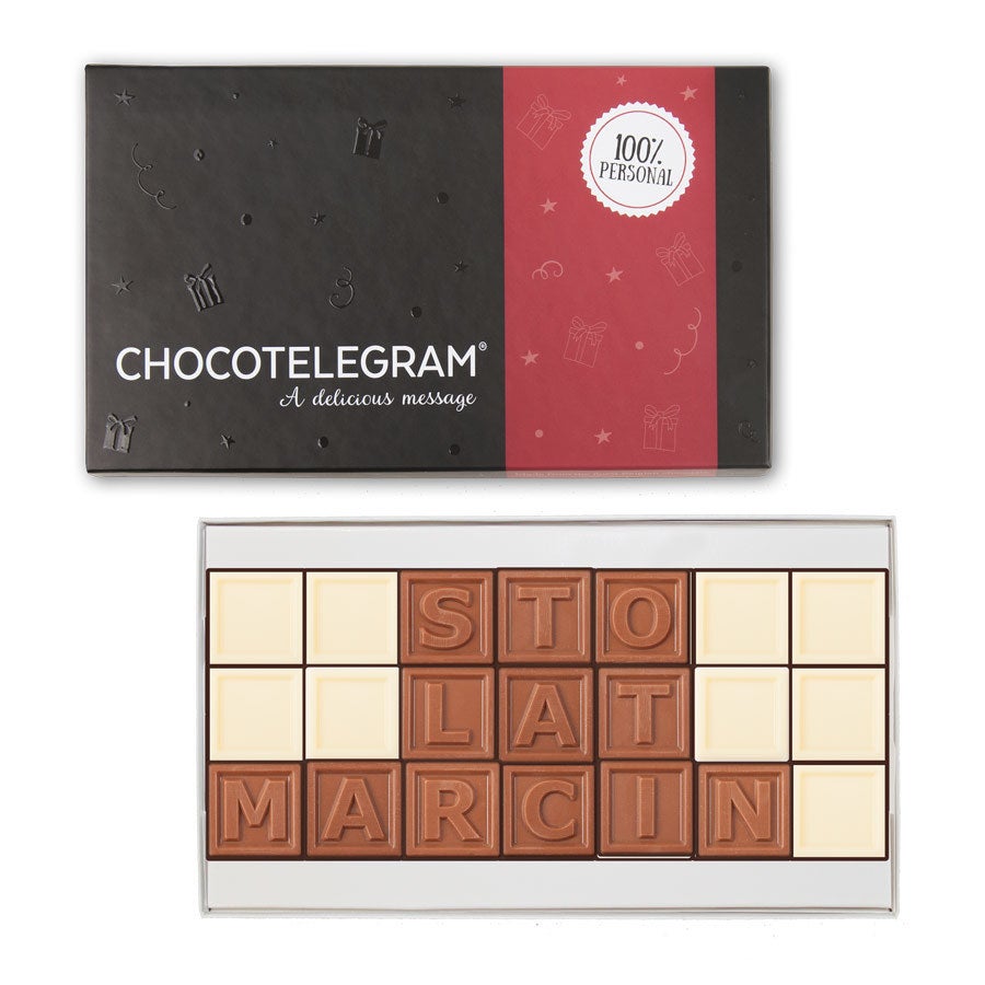 Czekolada z napisem Chocotelegram(R) - 21 znaków