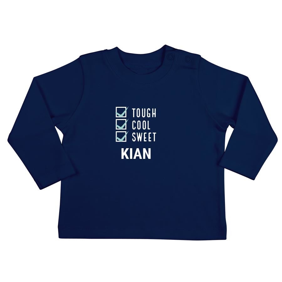 Tricou personalizat pentru bebeluși - mânecă lungă - bleumarin - 50/56