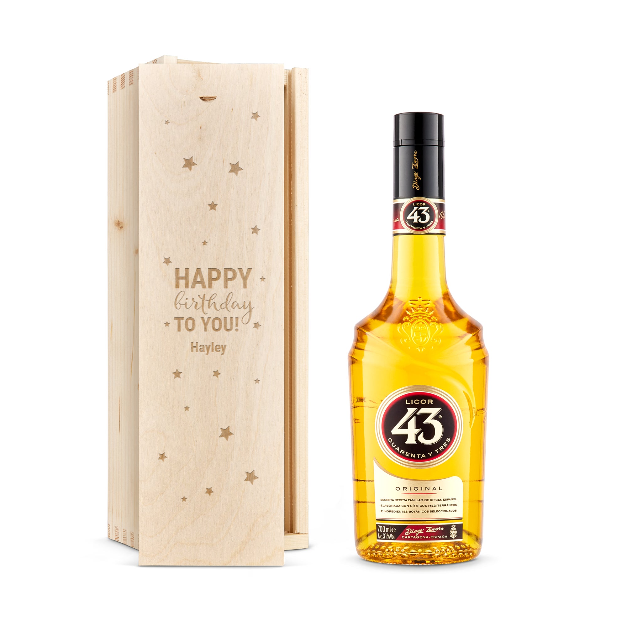 Personalised spirits - Licor 43 - Engraved wooden case
