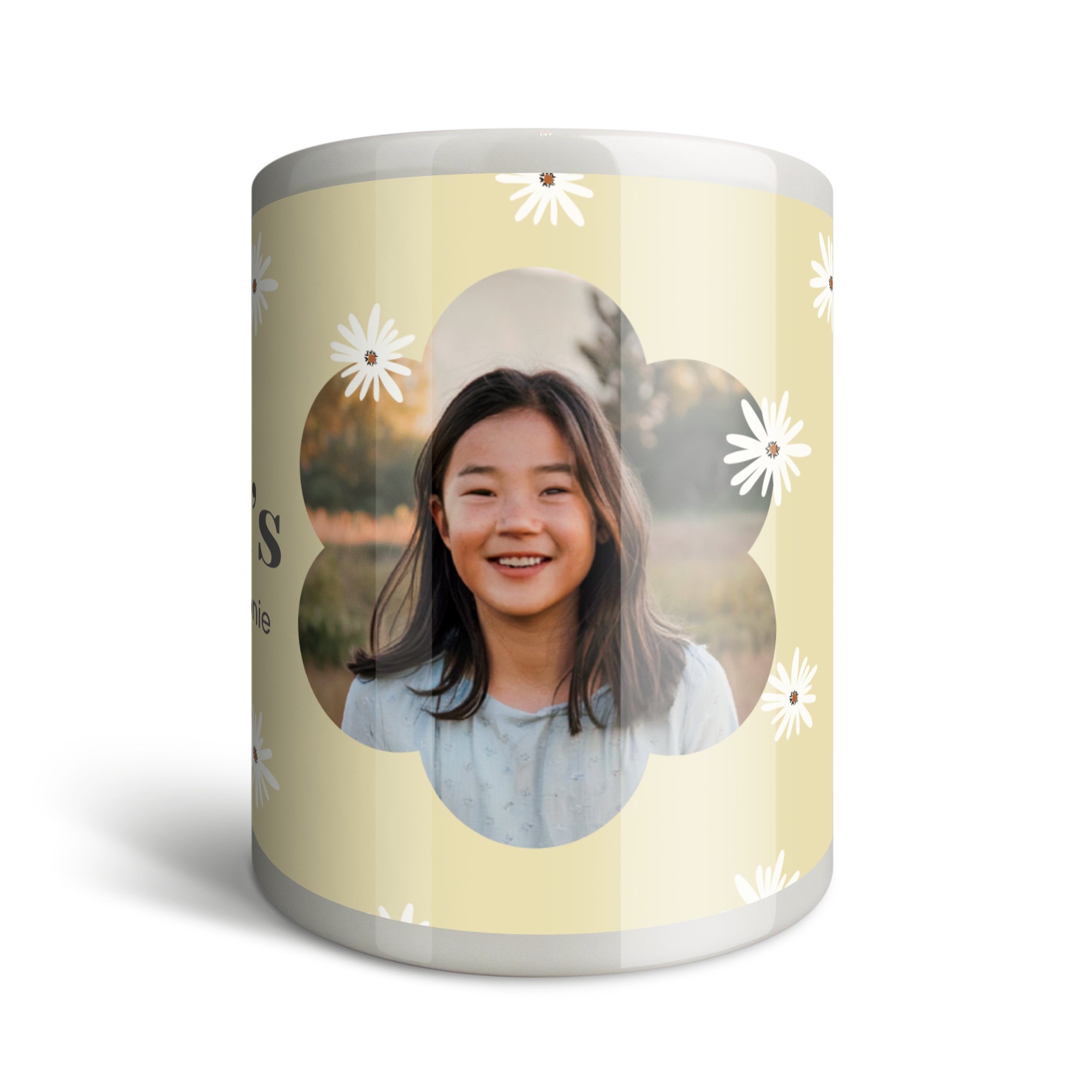 Tirelire de communion personnalisée avec photo et motif marguerite pour rassembler l'argent