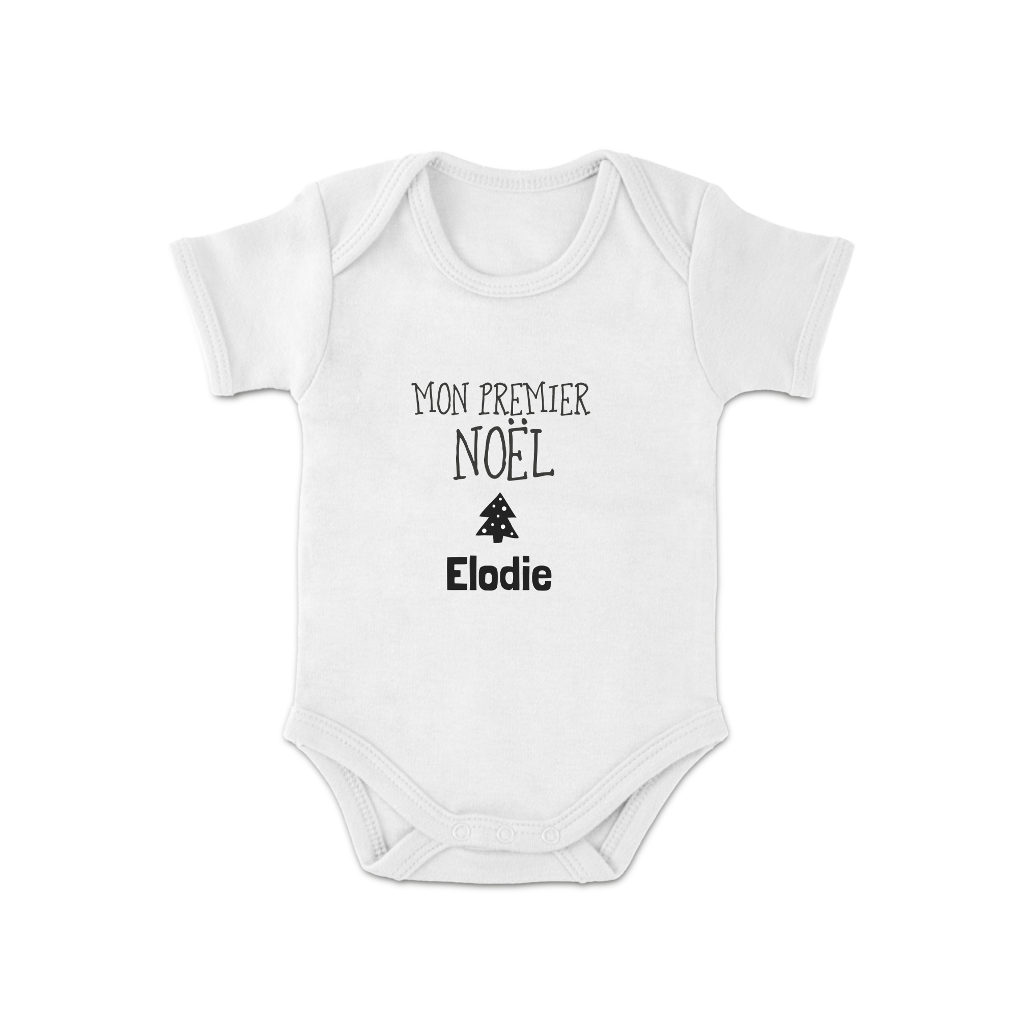 Dors-bien blanc Mon Premier Noël personnalisé avec le nom Elodie imprimé
