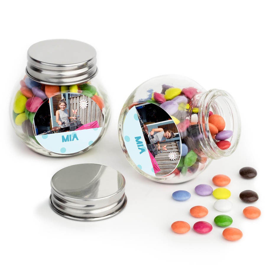 Personalised Mini Glass Jar Favours with Chocolates