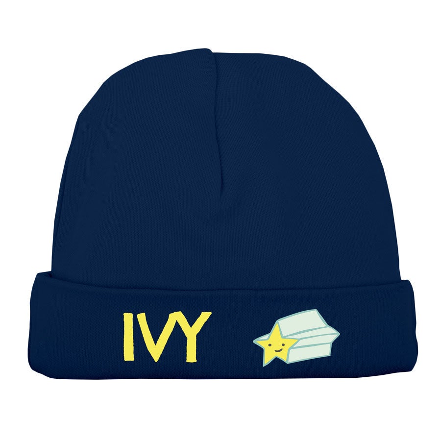 Babyhue med navn - Navy