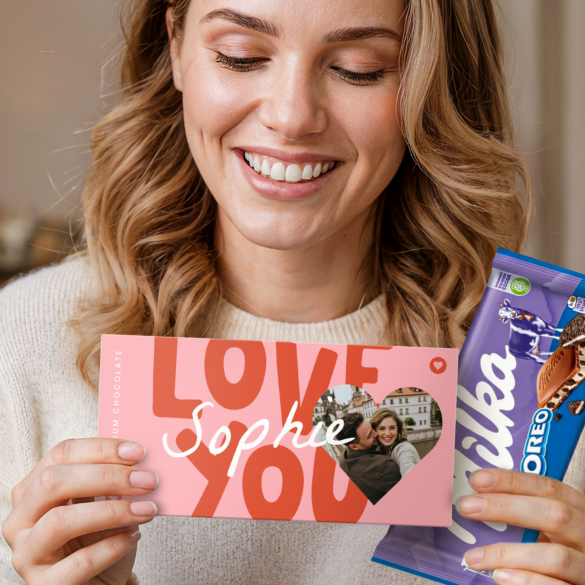 Personalisierte Milka-Schokoladen-Grußkarte