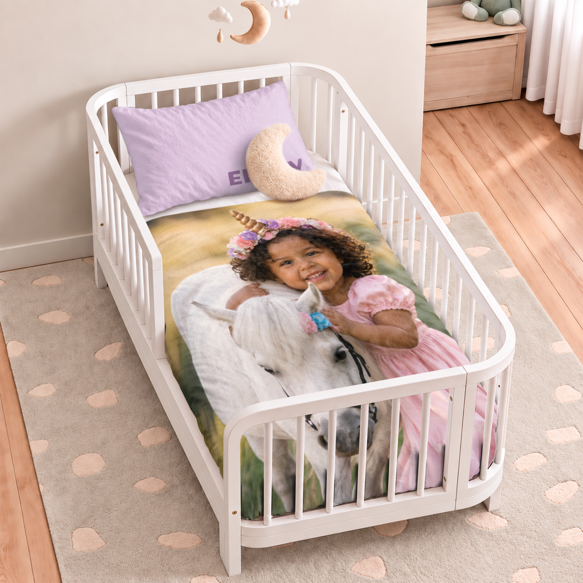 Personalizowany komplet pościeli dla maluchów- 120 x 150 cm - Poszewka na poduszkę 40 x 60 cm - Z pełnym nadrukiem