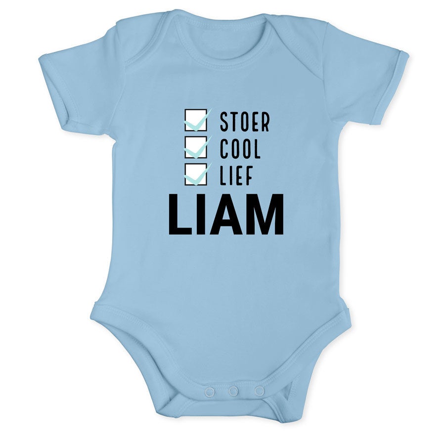 Romper bedrukken - Korte mouw - Babyblauw - 62/68