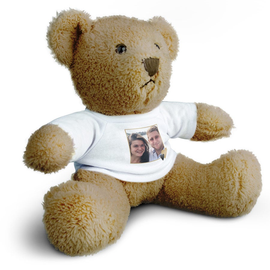 18 cm Teddy Kuscheltier Plüschtier ca Plüschbär mit T-Shirt "Gute Besserung" 