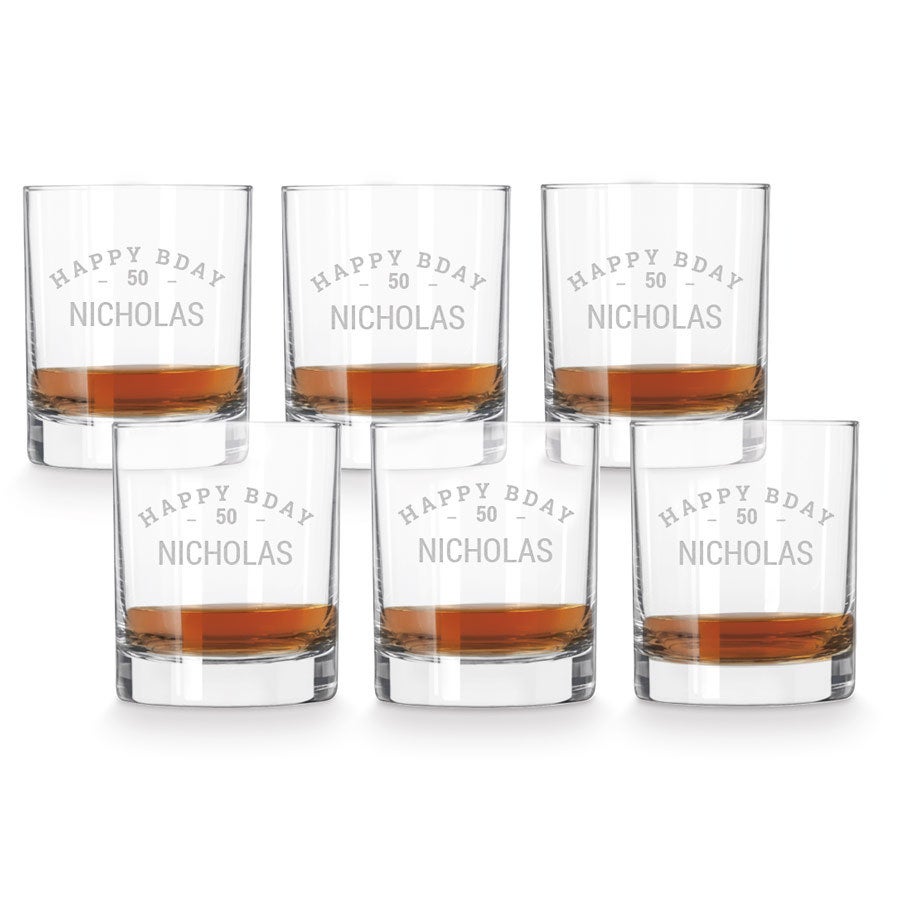 Vaso de whisky grabado - Set de 6
