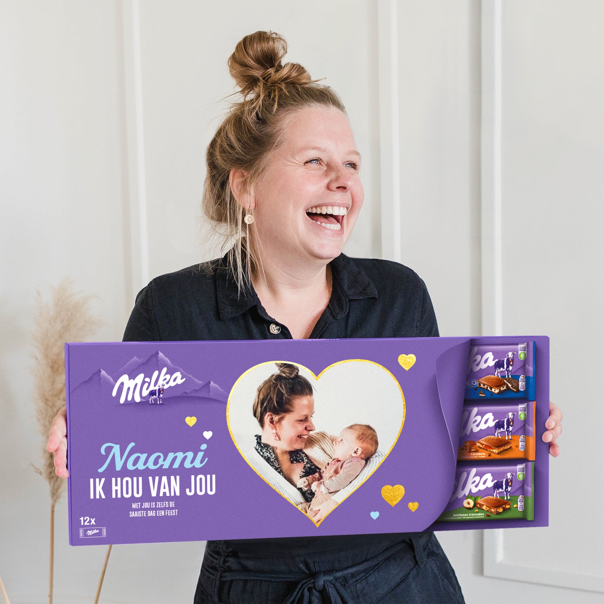 Mega Milka reep met naam en foto bedrukken - 1200 gram