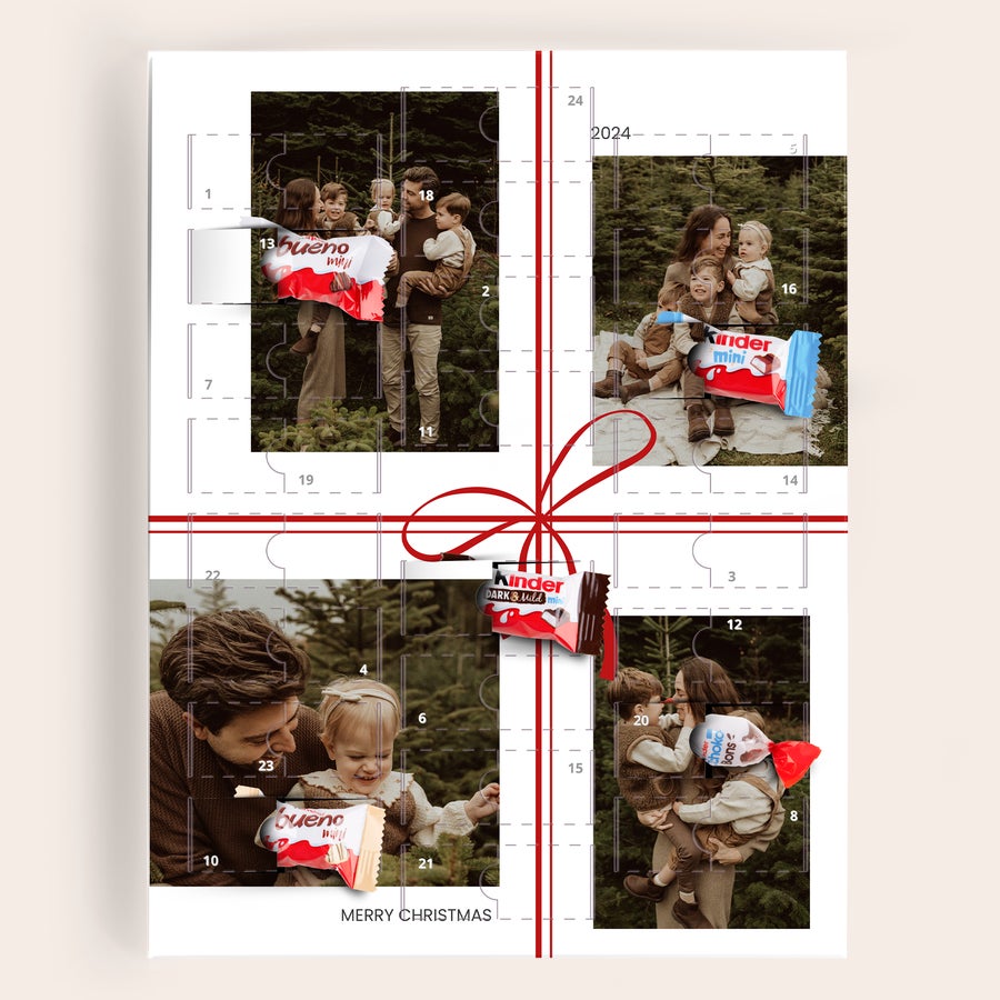 Calendário do advento personalizado de chocolate Kinder Calendário do advento personalizado de chocolate Kinder