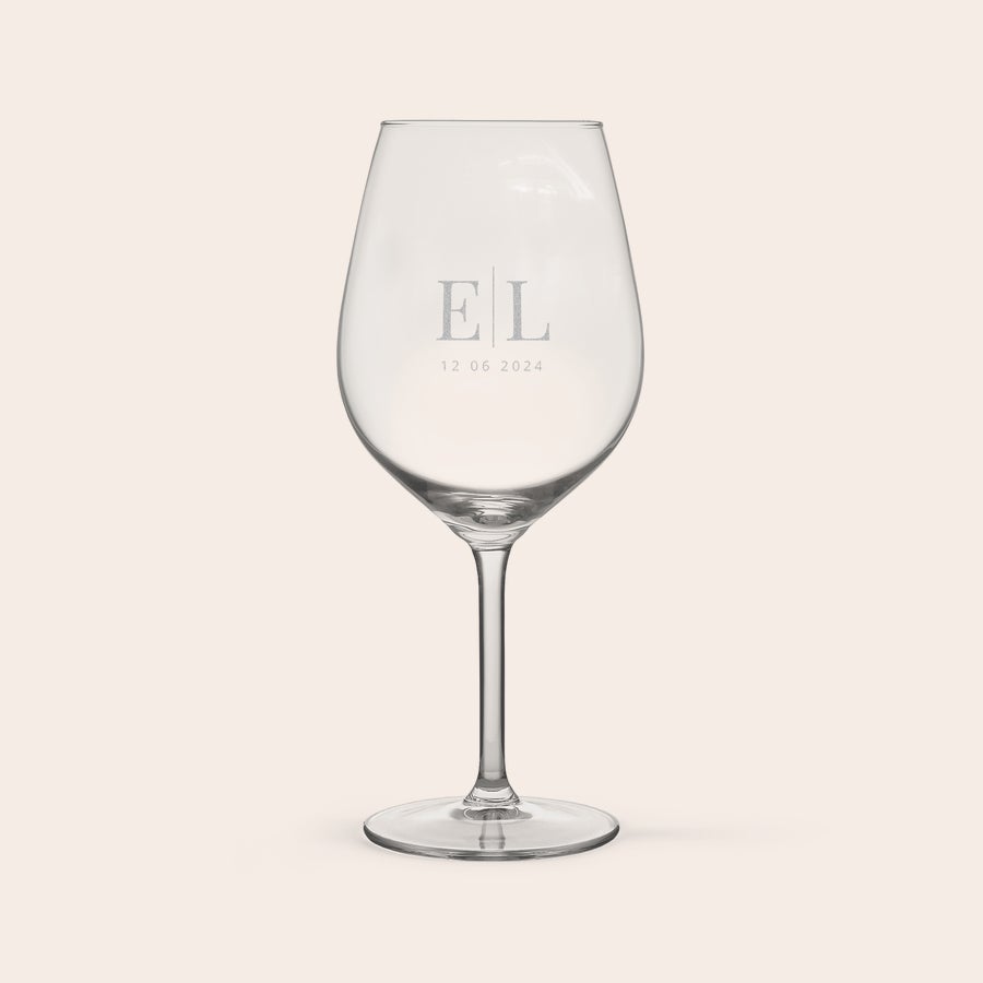 Aperol Spritz glas med gravering Aperol Spritz glas indgraveret med initialer EL og datoen 12 06 2024.