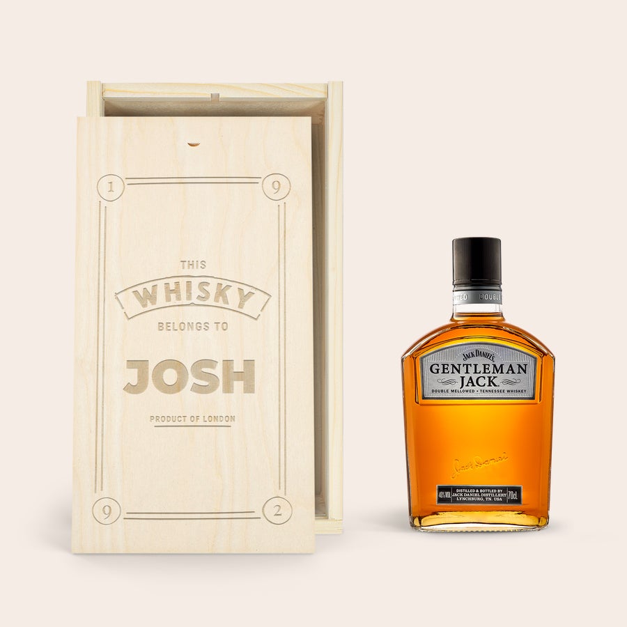 Personalised Whiskey Gift - Jack Daniels Gentleman Jack Bourbon - Wooden Case Personalised Whiskey Gift - Jack Daniels Gentleman Jack Bourbon - Wooden Case