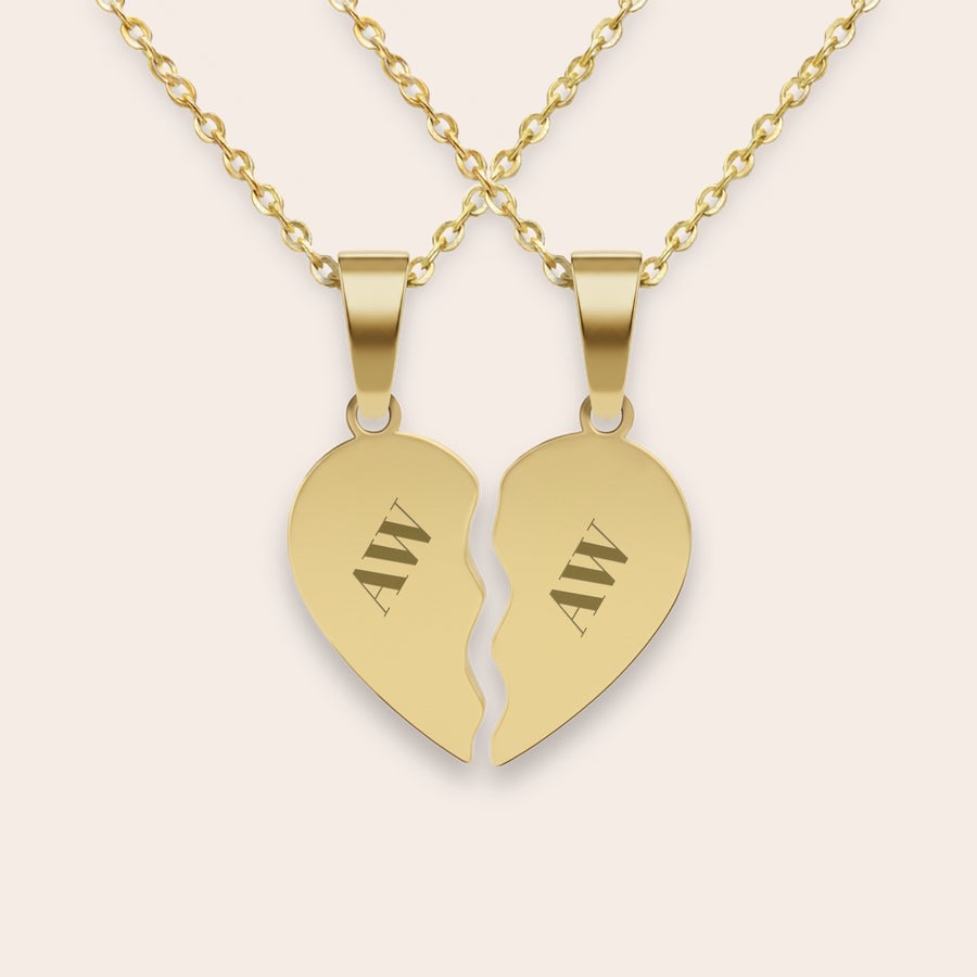 Engraved Broken Heart Necklace Engraved Broken Heart Necklace