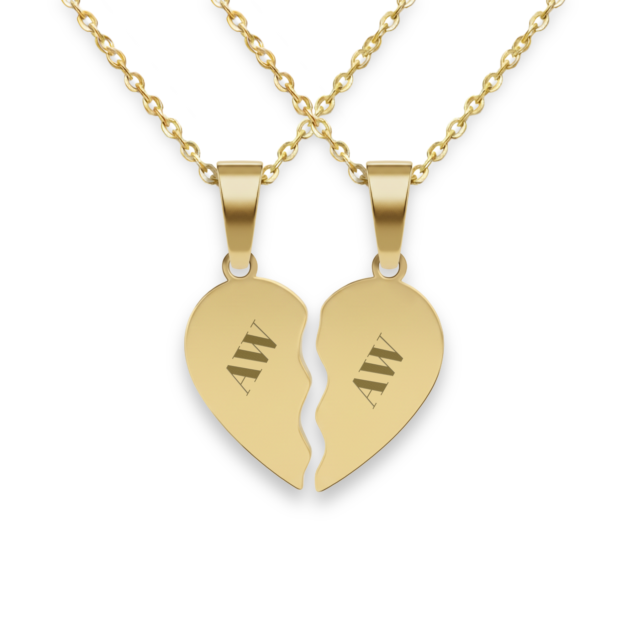 Engraved Broken Heart Necklace
