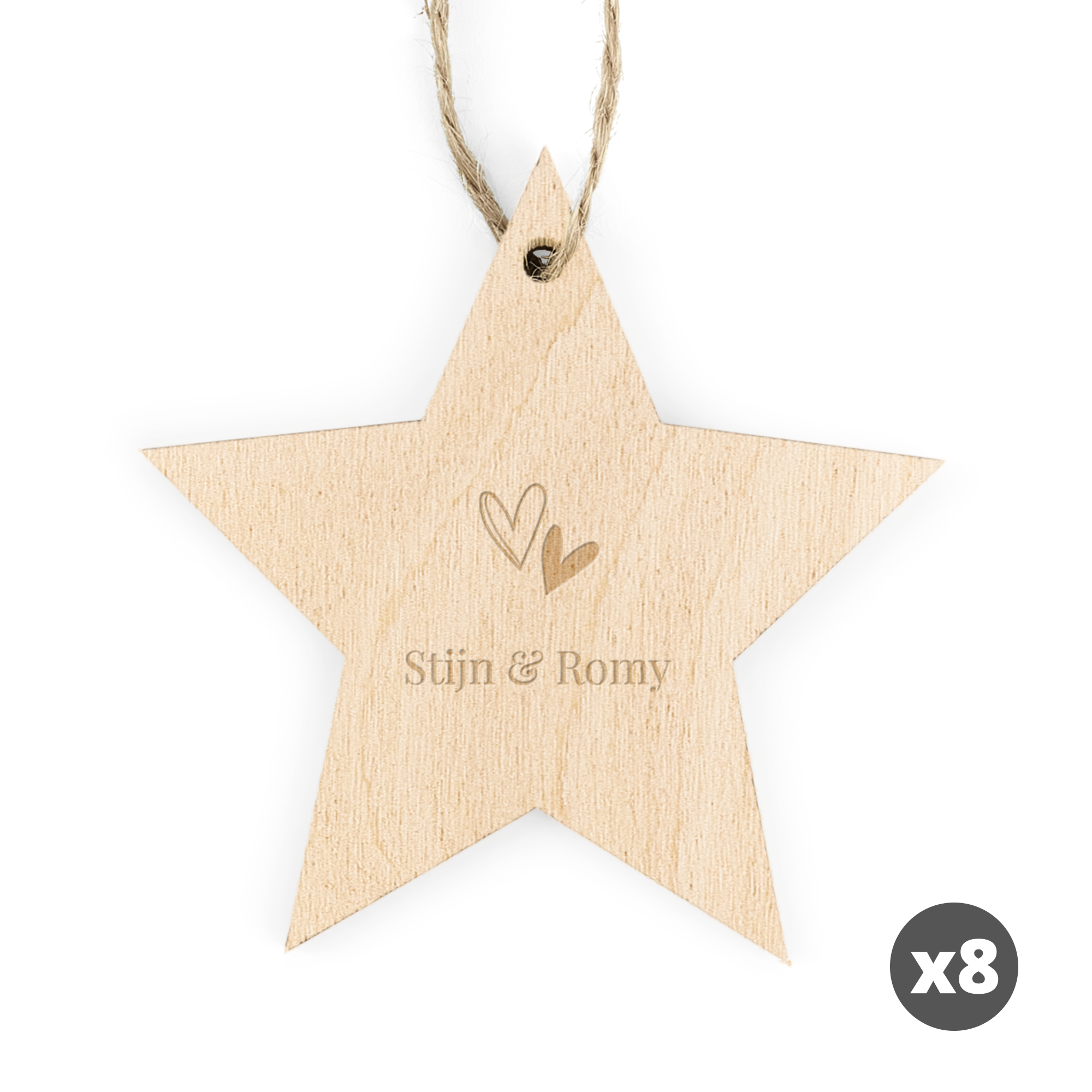 Houten kersthanger met naam