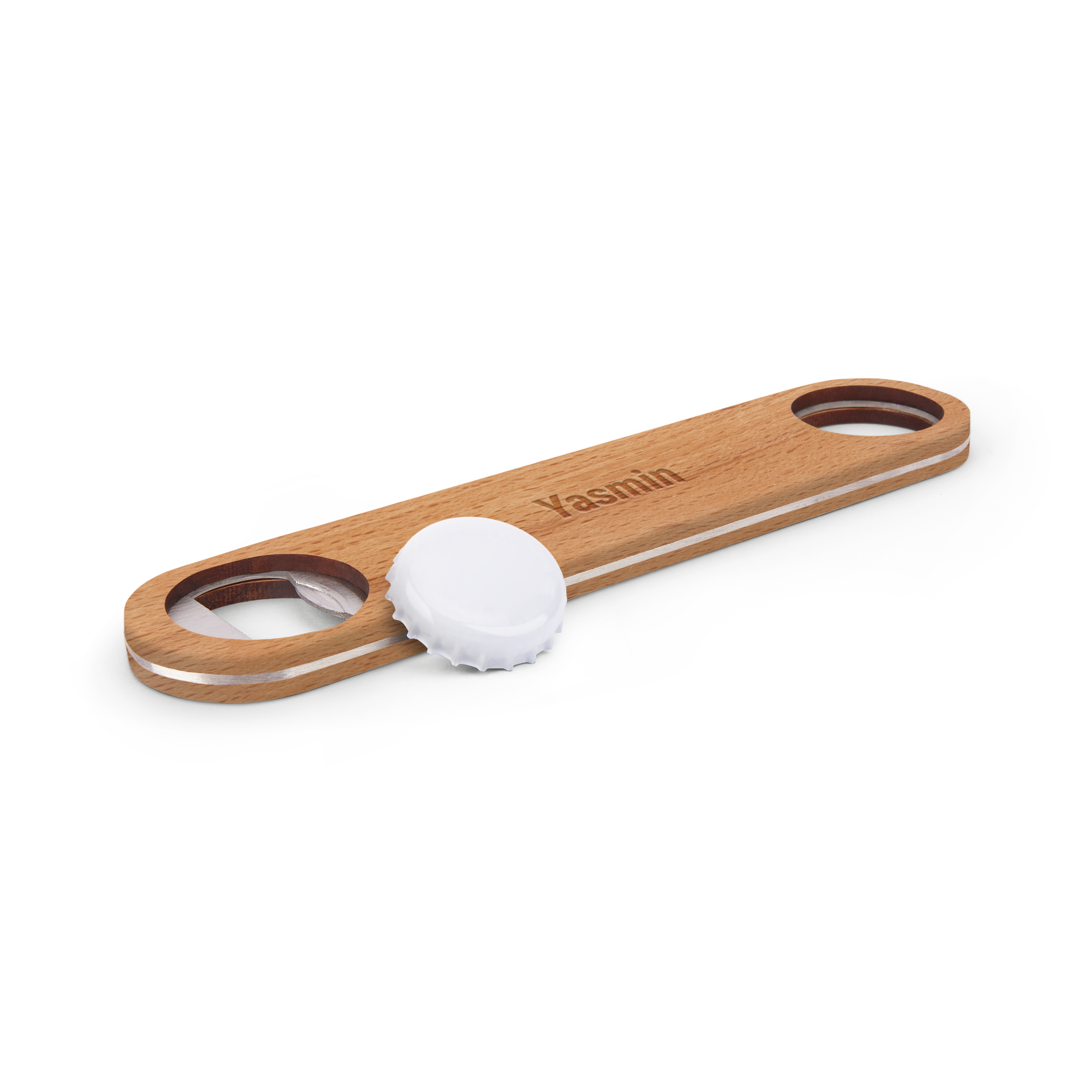 Personalisierter Flaschenöffner - Holz - Gravur