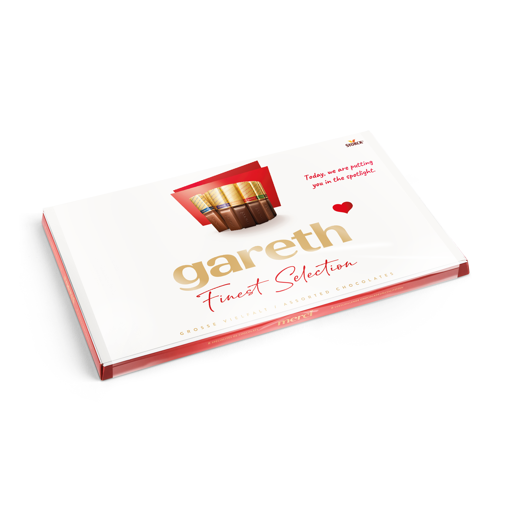 Merci chocolate with personalised card - 400 grams printed with the name Gareth and 