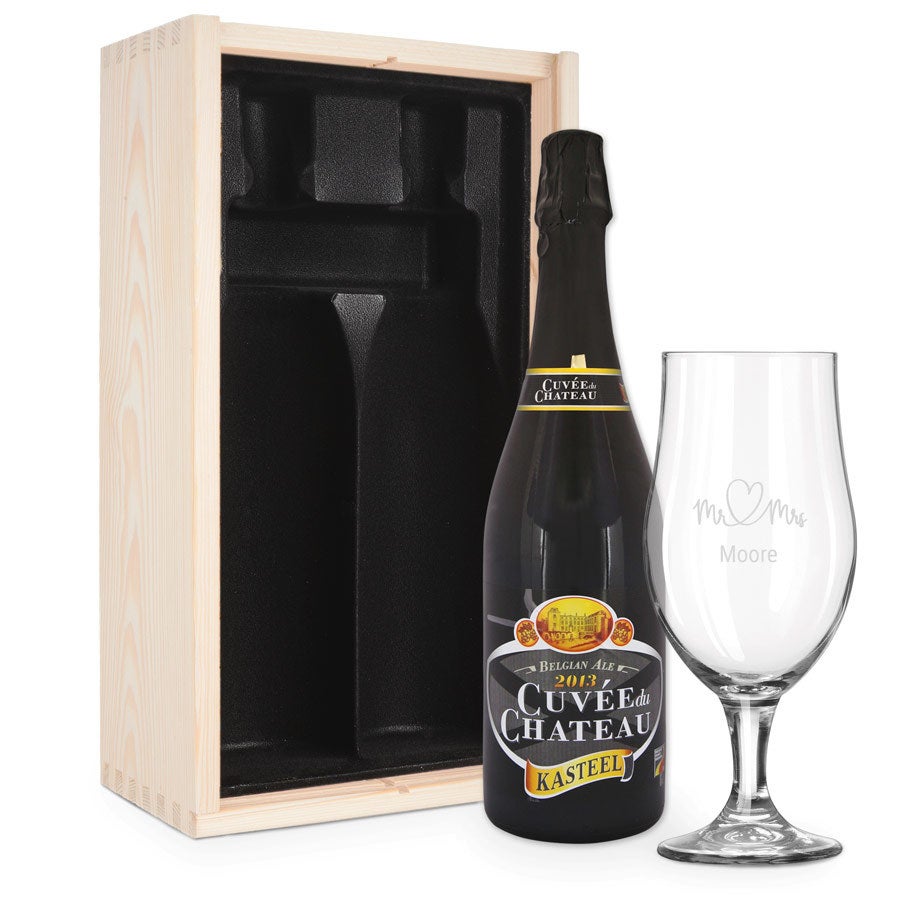 Personalised beer gift - Cuvee du Chateau - Engraved glass