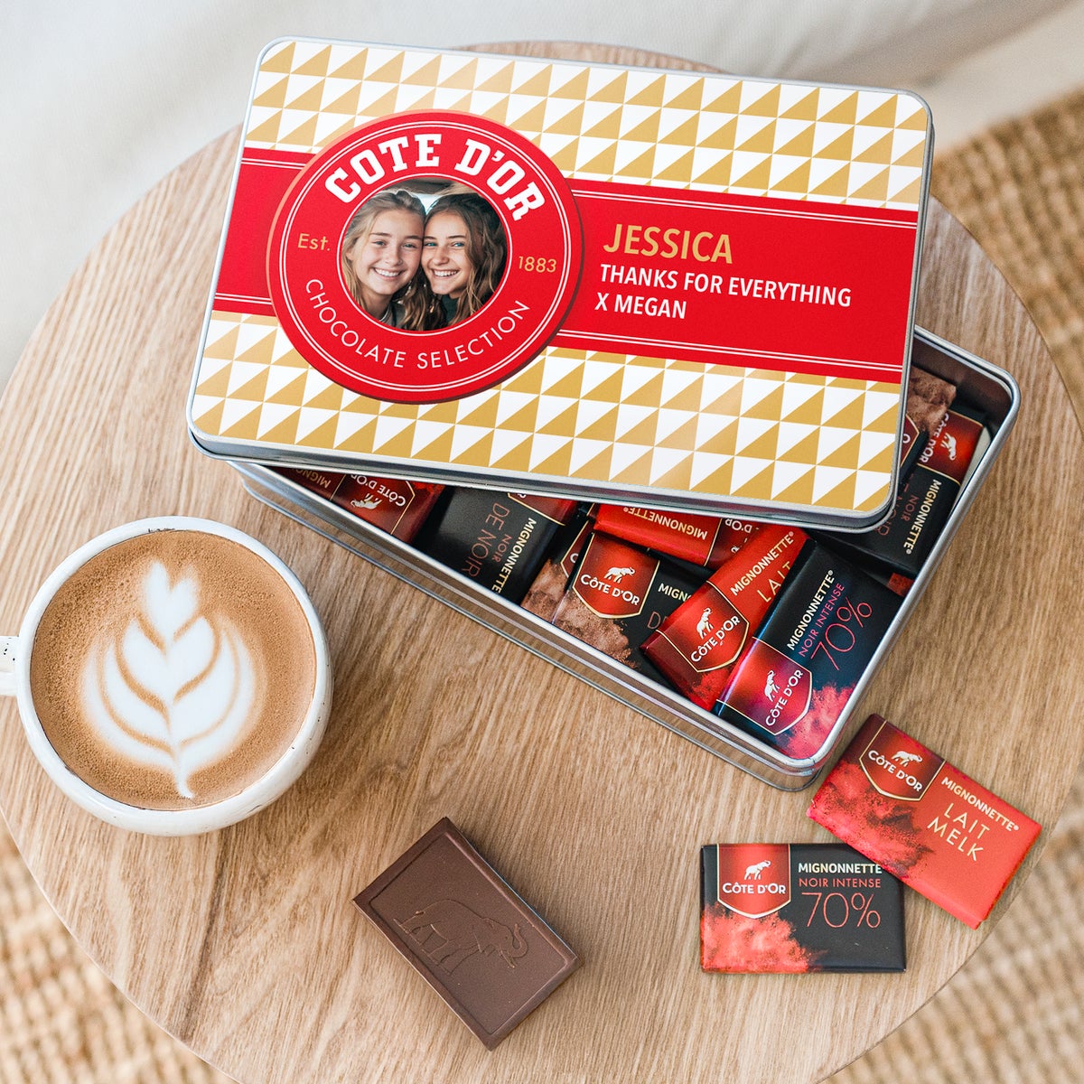 Puszka z czekoladkam Cte d&apos;Or - personalizowana zdjciem i tekstem