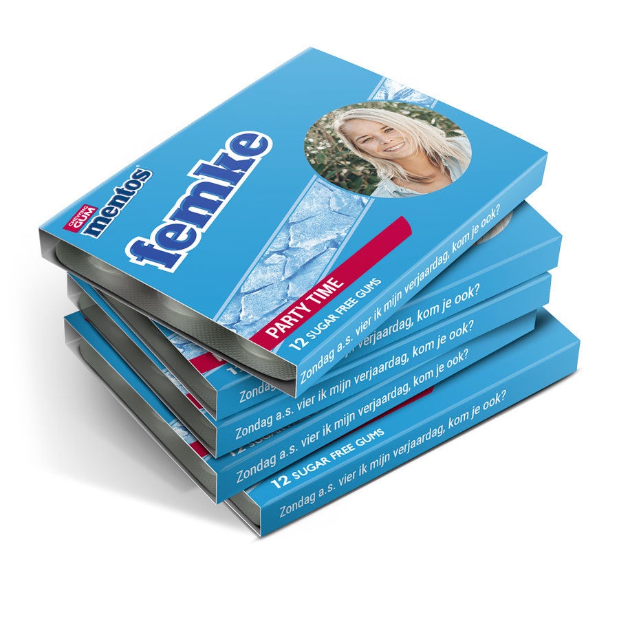Gepersonaliseerde Mentos kauwgompakjes Gepersonaliseerde Mentos kauwgompakjes