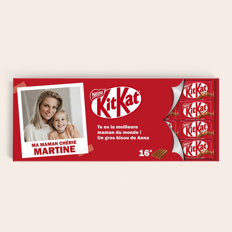 KitKat Classique XL Personnalisé Paquet de chocolat KitKat XL personnalisé avec photo de femme et enfant et le message imprimé Ma maman chérie Martine