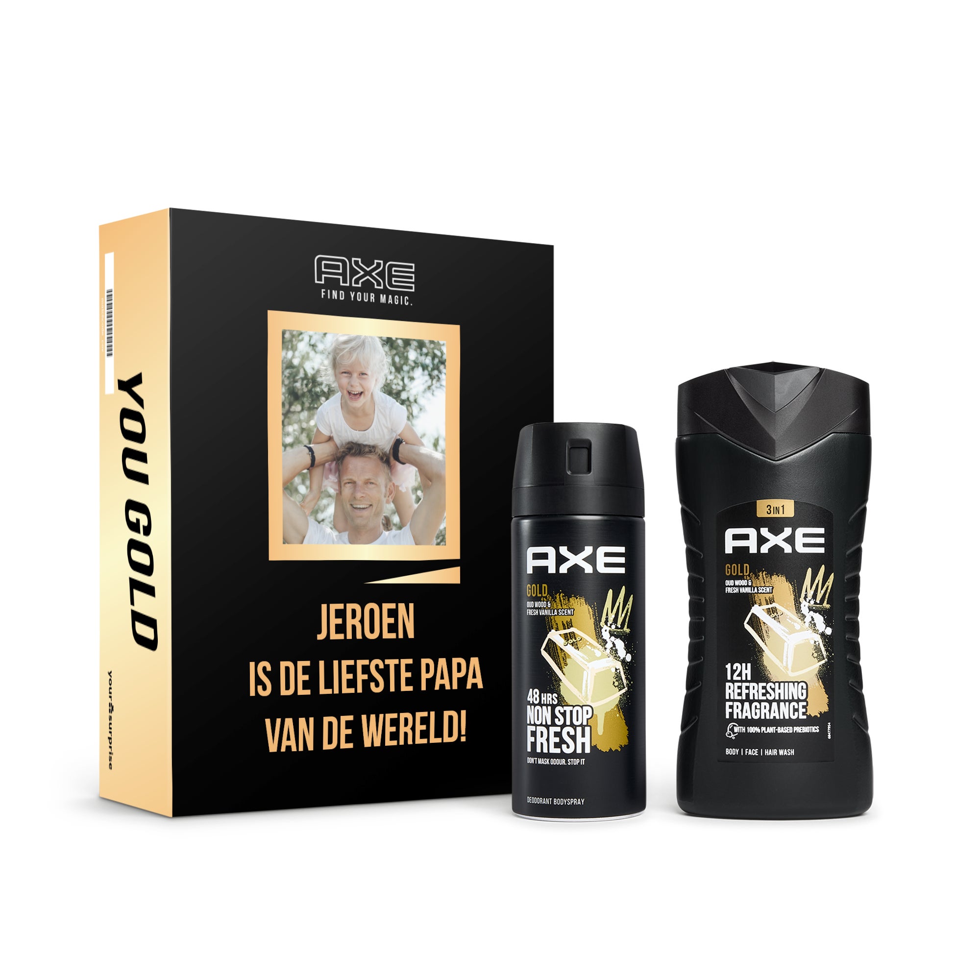 Gepersonaliseerde Axe geschenkset - Bodywash & deodorant - Gold
