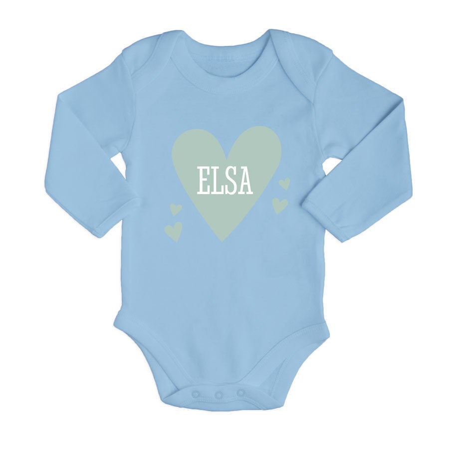 Personalised baby romper - Long sleeves - Blue - 62/68