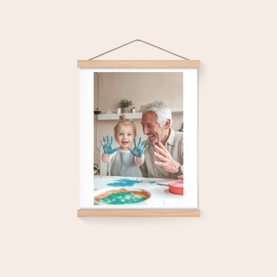 Poster personnalisé avec porte-affiche Porte-affiche magnétique avec poster photo personnalisé en papier 240g imprimé d'un grand-père et son enfant