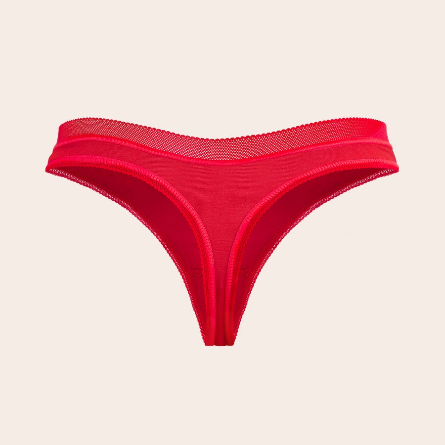 Tanga kalhotky Červená personalizovaná tanga pro ženy, připravená pro vaši fotografii a/nebo text