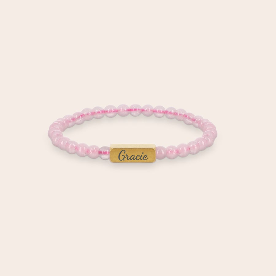 Pulseira de quartzo rosa - gravada Pulseira de quartzo rosa - gravada