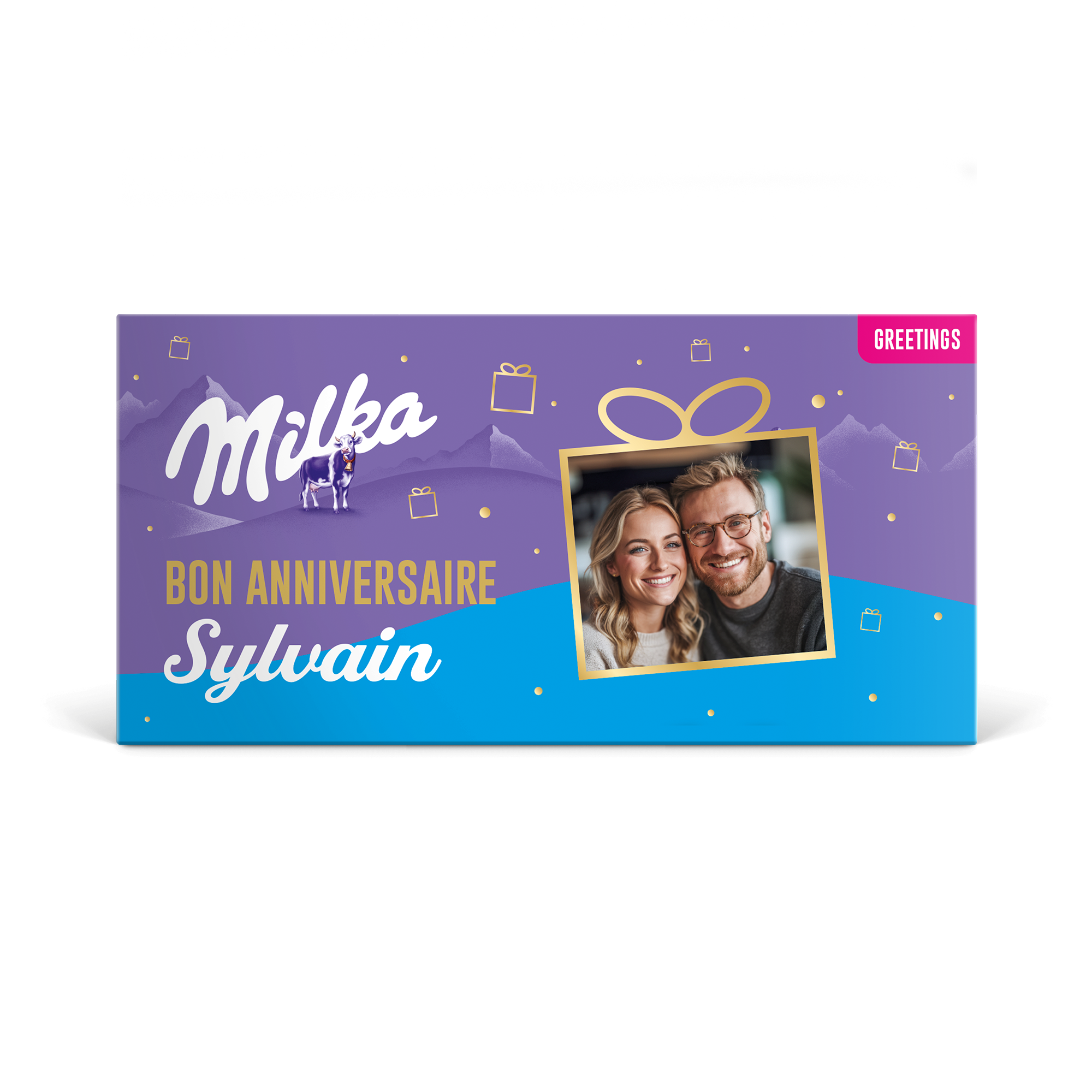 Carte de vœux personnalisée au chocolat Milka