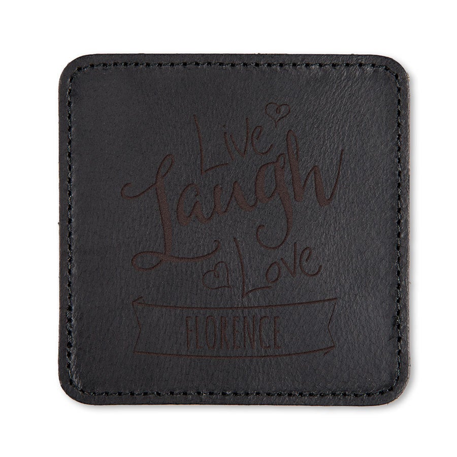 Personalised leather coasters