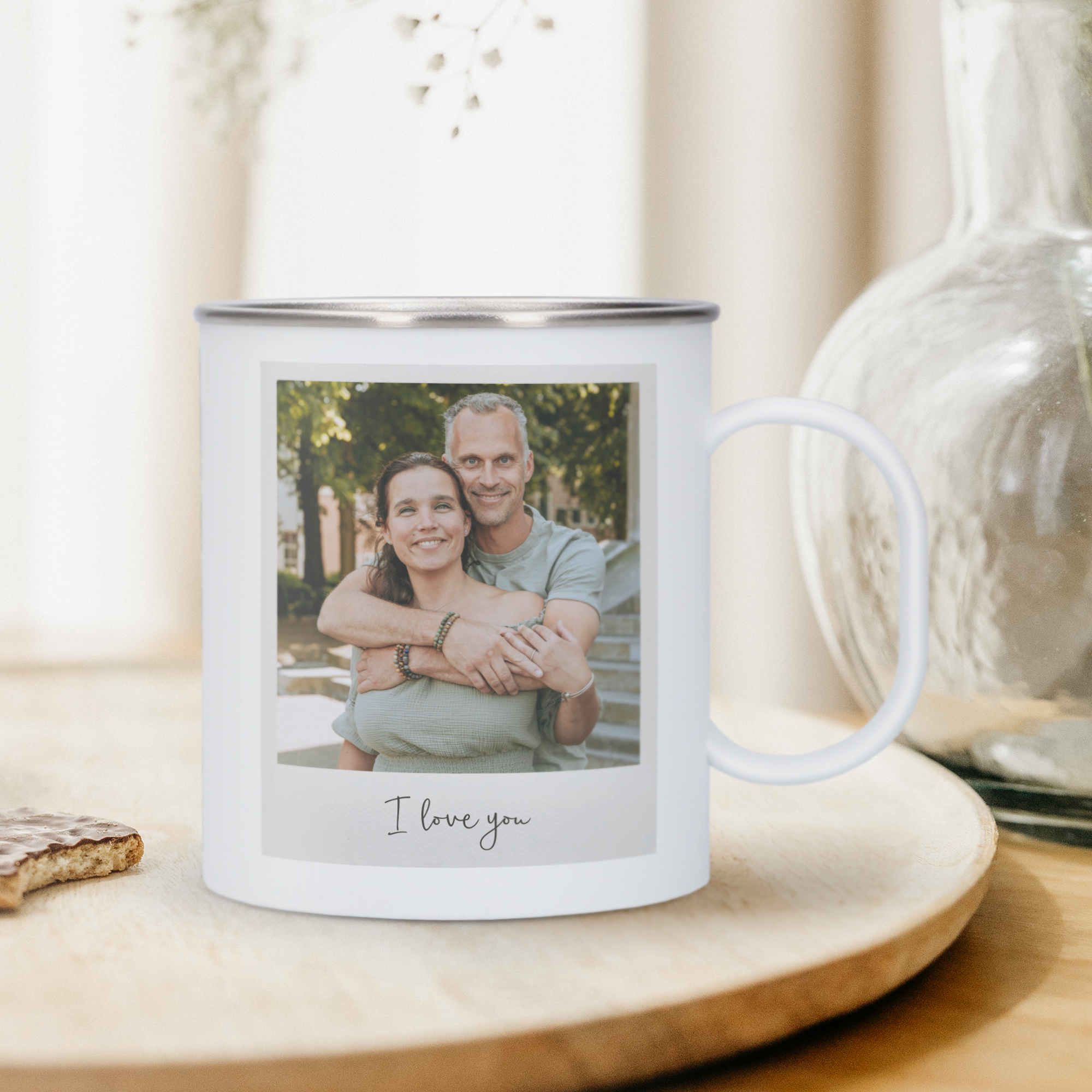 Caneca personalizada com foto impressa de casal e texto "I love you" perfeito para o seu amante de café