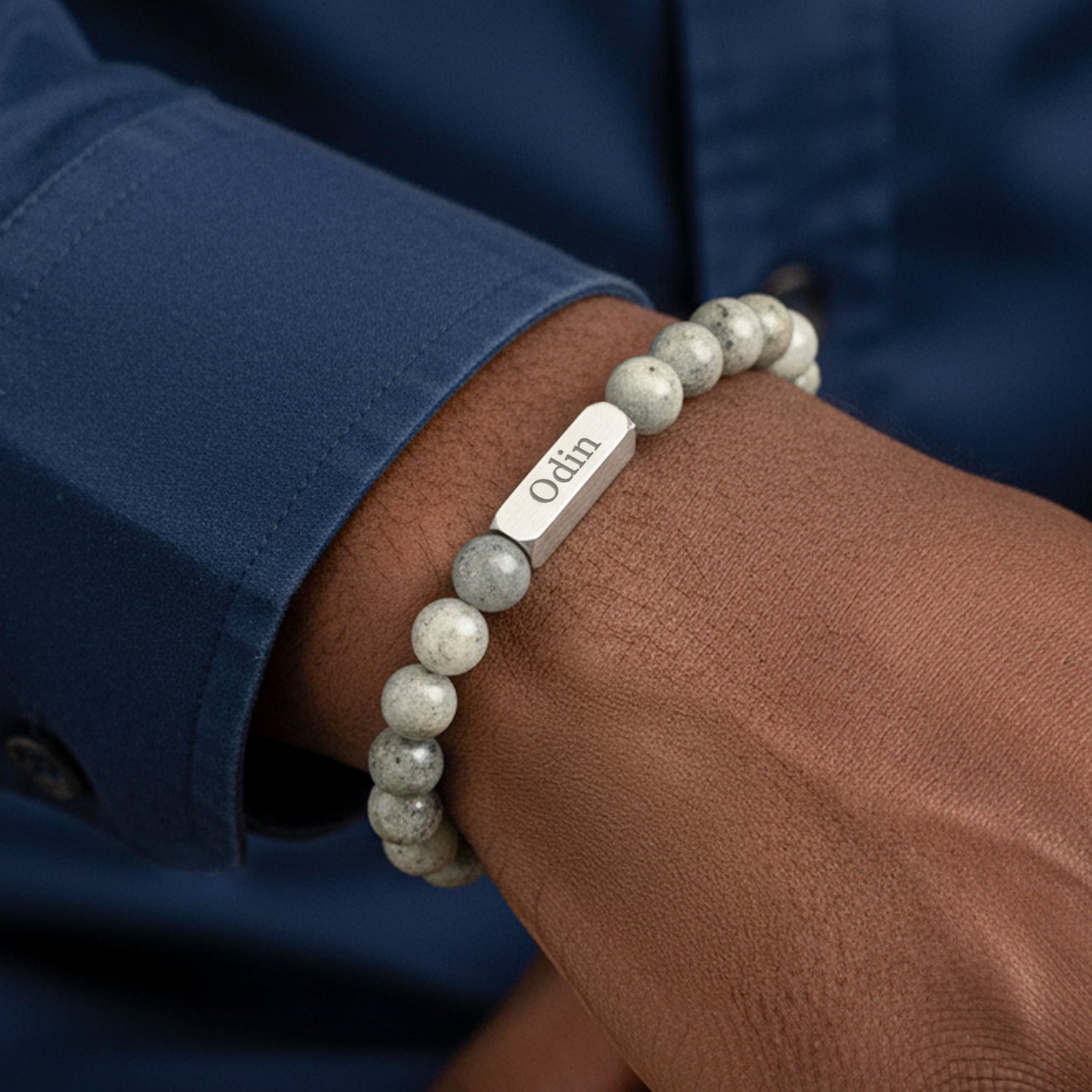 Personlig armbånd med edelstener - Grå - S - 6mm