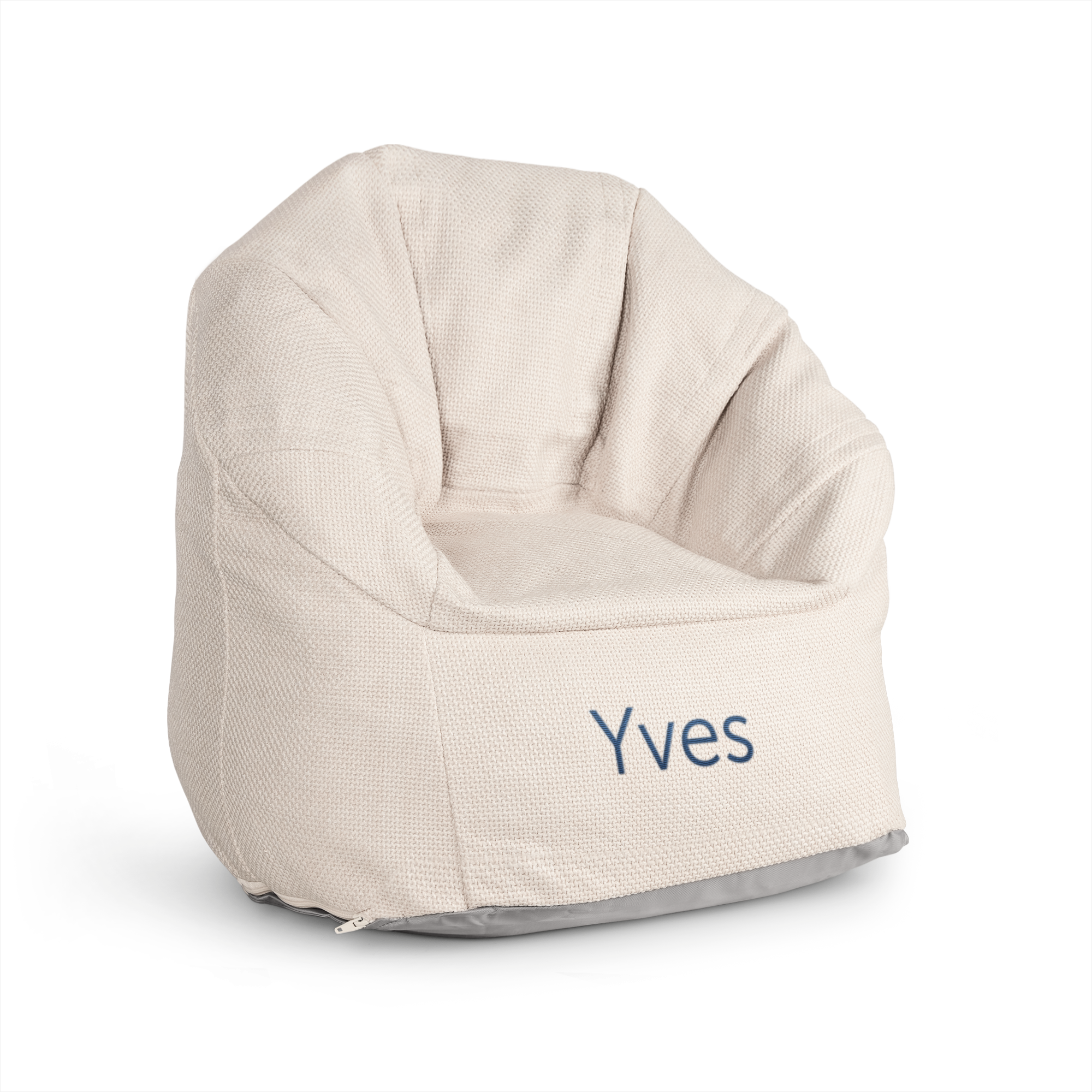 Fauteuil enfant tendance beige avec prénom brodé Yves